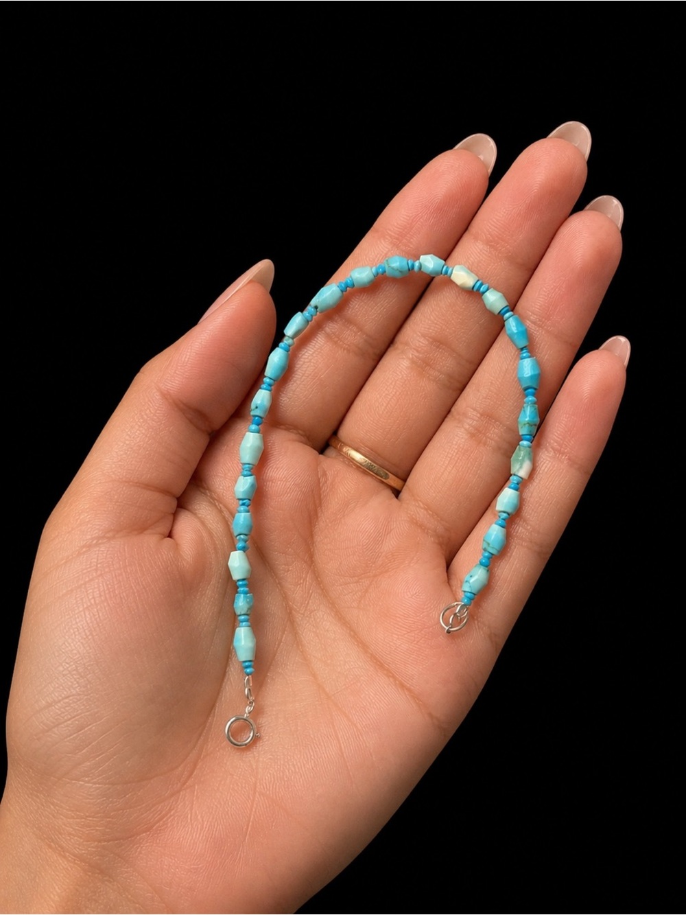 Natural Turquoise Bracelet 925 Sterling Silver 7 Inch Handmade
